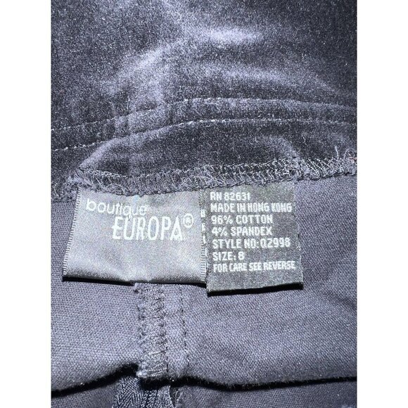 BOUTIQUE EUROPA Black Velvet Wide Waist Band Belt Straight Leg Pants Sz 8 - Picture 13 of 15